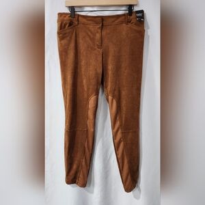 New York & Company NWT Women's Faux Suede Pant Sz 10‎ Camel Forward Seam Legging